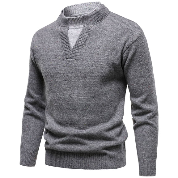 ChaoLingNeng Mens Quarter Zip Sweater with Collar Cable Knit Turtleneck Neck Pullover Sweaters Classic Casual Polo Sweater