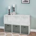 thumbnail image 2 of Niche Cubo Storage Organizer Open Bookshelf Set- 6 Cubes 3 Canvas Bins- White Wood Grain/Grey, 2 of 6