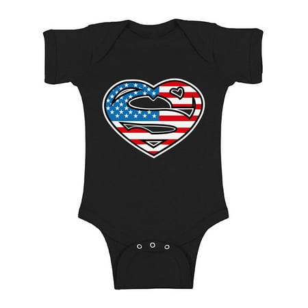 

Awkward Styles Baby USA Heart Flag Graphic Baby Short Sleeve Bodysuit Tops Super American Patriotic 4th of July