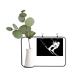 thumbnail image 1 of Black Sport Skiing Pattern Illustration Metal Picture Frame Cerac Vase Decor, 1 of 3