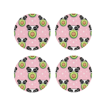 

Tideii Panda Avocado for Leather Coasters 4 Pieces Anti-fouling and Anti-scalding Decorative Coasters Suitable for Restaurants Kitchens Coffee Shops-Round Shape