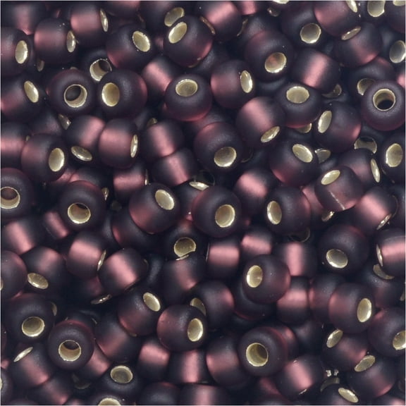 Miyuki Round Seed Beads, 8/0, 22 Gram Tube, #913F Matte Silver Lined Dk Smoky Amethyst