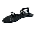 thumbnail image 2 of Women's Summer New Large Size Rhinestone Flat Transparent One-line Strap Sandals Summer Sandals Black 40, 2 of 8