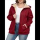 thumbnail image 1 of Sudadera con Capucha de Invierno de Larga con Cremallera para Mujer, Informal, Cálida y Acogedora, con Forro , para Otoño. Vino Tinto XXL, 1 of 7