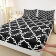 thumbnail image 3 of Manfei Abstract Geometric Floral Twin Sheet Sets,Boho Exotic Style Twin Fitted Sheet,White Black Flat Sheet For Men Women,Breathable Home Decor,3pcs, 3 of 7