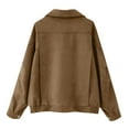 thumbnail image 6 of Women's Suede Lapel Motorcycle Jacket, Batwing Sleeve Short Style Coat, Ribbed Trim Belted Outerwear, Casual Zippered Jacket with Pockets, Spring Streetwear Fashion, Oversized Comfort Top Khaki S, 6 of 8