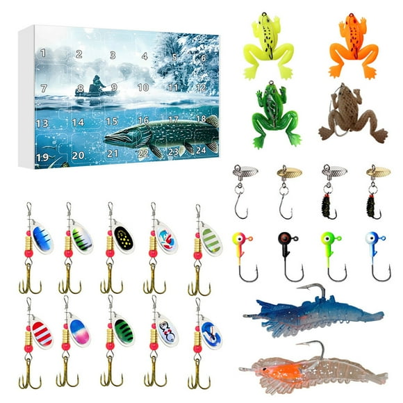 Fishing Advent Calendar 2024 Adult Men Teen Boys Fishing Advent Calendarfor Freshwater Saltwater Soft For Father Boyfriend Granpa B C Christmas Calendar Countdown for Kids Chocolate