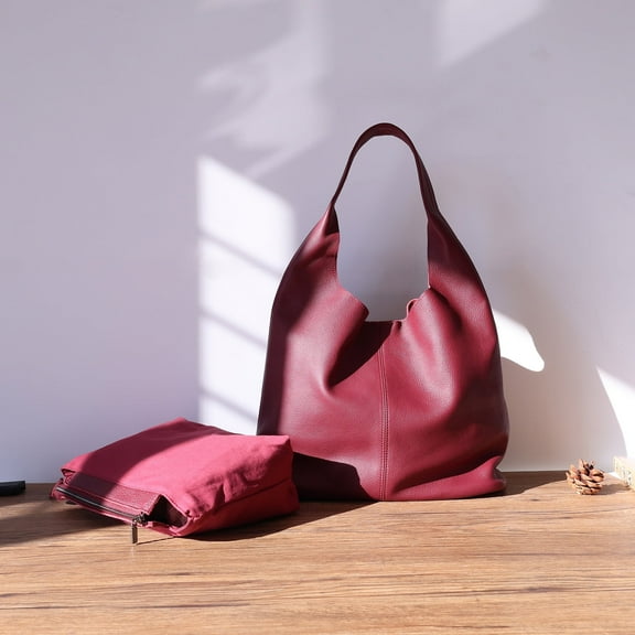 Slouchy Tote Bags for Women, Soft Leather Women's Bag, Large Hobo Bag, Simple Underarm Bag, Top Handle Handbag