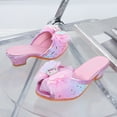 thumbnail image 4 of Girl's Dress Slide Shoes Princess Flats Open Toe Sandals Sparkly Single Strap High Heel Slip on Slippers, 4 of 7
