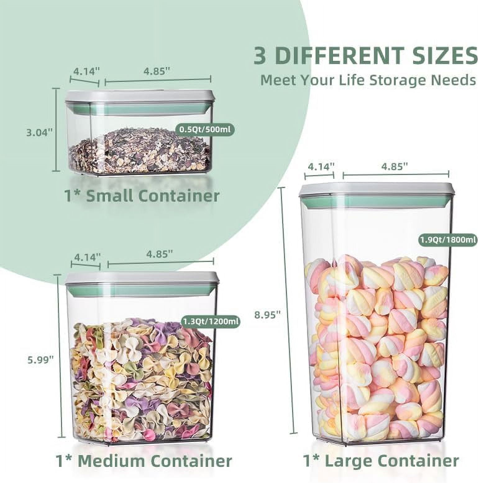 ANKOU 3-Pack Multi-Size Airtight Food Storage Containers with Pop Lid, Stackable