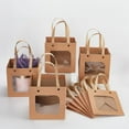 thumbnail image 4 of 12 pcs Peru Craft Paper Bags 15x15cm Carrier Paper Gift Bags With Handles Party Favor Kraft Paper bag with Clear Square Window for Candy Cookies Packaging Wedding Party Store Retail 12pcs, 4 of 7