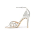 thumbnail image 2 of BLISSFUL STEP Ankle Strap Open Toe Stiletto High Heels Sandals for Women Silver 6, 2 of 7