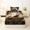 thumbnail image 4 of Castle Fairy Luxury Golden Soccer Ball Twin Sheets 3pcs, Crown Sparkle Design Bedding, Gold Black,1 Fitted Sheet, 1 Flat Sheet and 1 Pillowcase, 4 of 6
