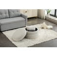 thumbnail image 6 of 007-Soft Velvet Storage Ottoman, Round Footrest Stool for Living Room Bedroom or Office, Ivory, 6 of 9