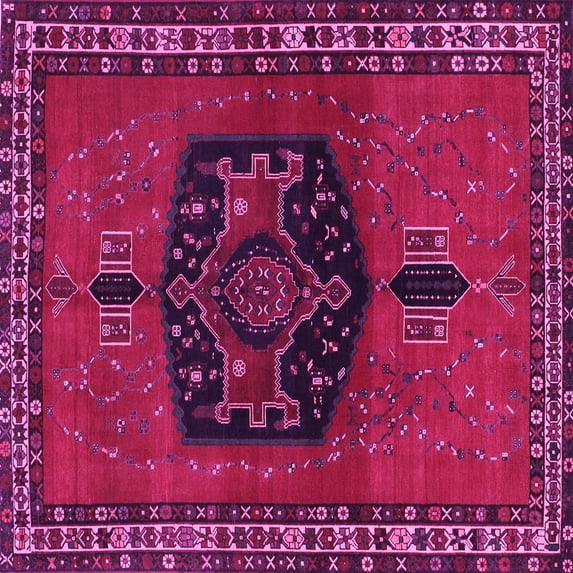 Ahgly Company Indoor Square Persian Pink Traditional Area Rugs, 8' Square