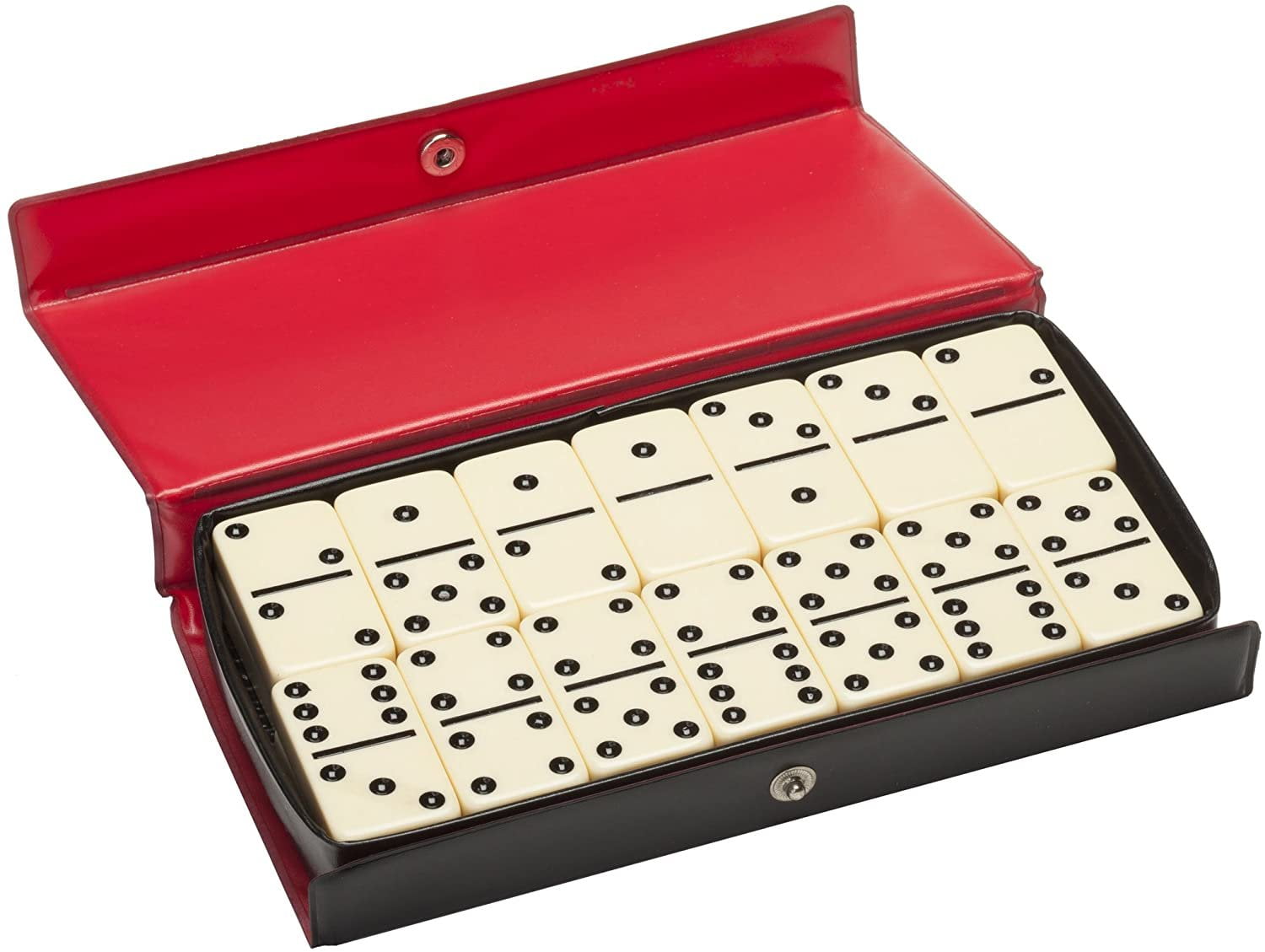 Double Nine  Dominoes Standard Size Black & Red Case w/ FREE Shipping 