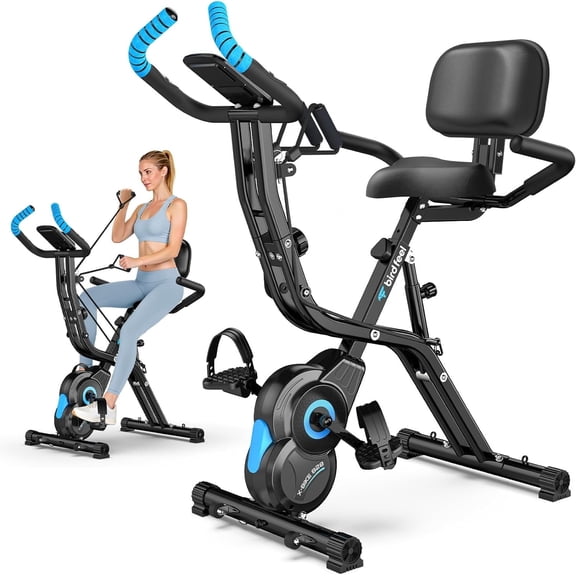 HASIMAN Indoor Exercise Bike Stationary Exercise Bike 4 in 1 Magnetic Upright Bicycle Workout Bike with Arm Resistance Bands For Home Workout 360 Lbs