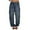 Blue, variant on Womens Loose High Waisted Straight Wide Leg Jeans with Rhinestone Sparkly Bling Glitter Diamond Detail Y2K Shiny Baggy Denim Trousers