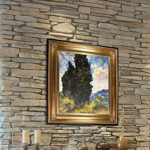 Wildon Home Two Cypresses By Vincent Van Gogh Framed Painting Walmart Com Walmart Com