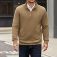 thumbnail image 2 of WTOBBY Men's Half Zip Stand Collar Hoodie, Winter Fleece Lined Sweatshirt with Pockets, Thermal Outdoor Comfort,Khaki XL, 2 of 5