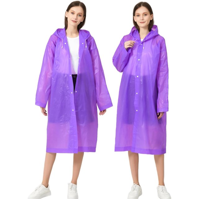 Ponchos de lluvia para adultos, mujeres y hombres (paquete de 2-5), impermeables de EVA reutilizables, chaquetas con capucha, equipo de lluvia impermeable portátil