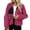 Hot Pink, variant on MIUOWANP Jackets for Women Trendy Y2K Women's European And American Solid Color Lamb Wool Jacket Long Sleeved Hooded Casual Jacket