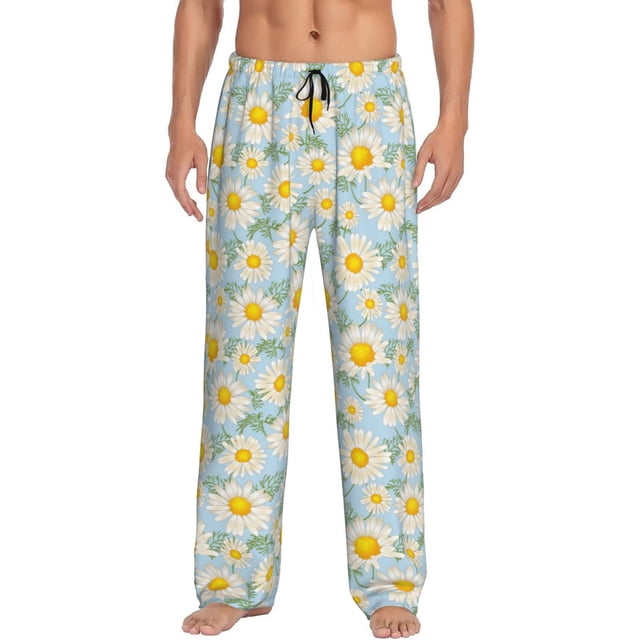 Balery Daisies Flowers Pantalones de pijama para hombre, pijama ultraligero, pantalón de descanso-3X-Large