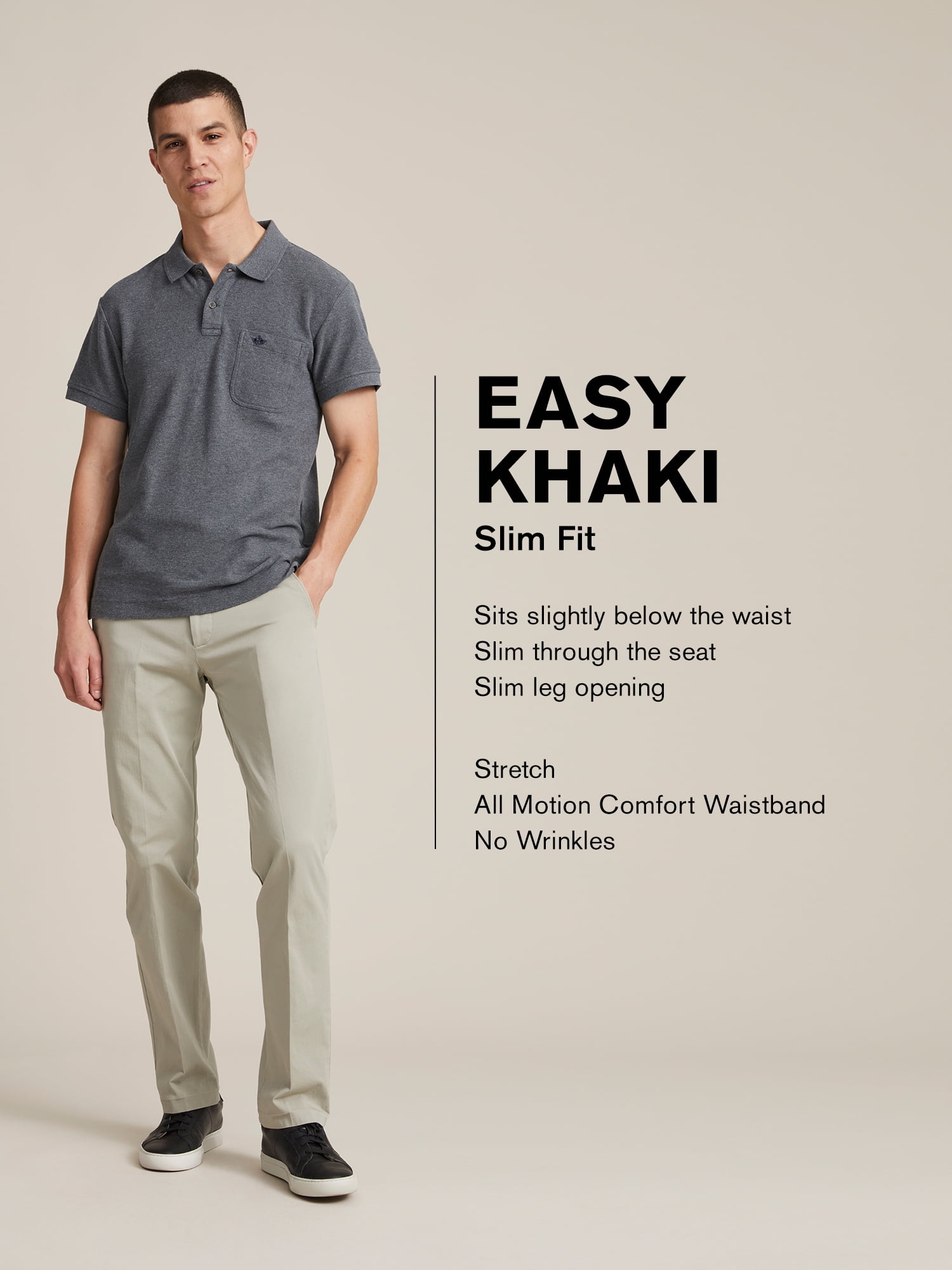 easy khaki slim tapered fit