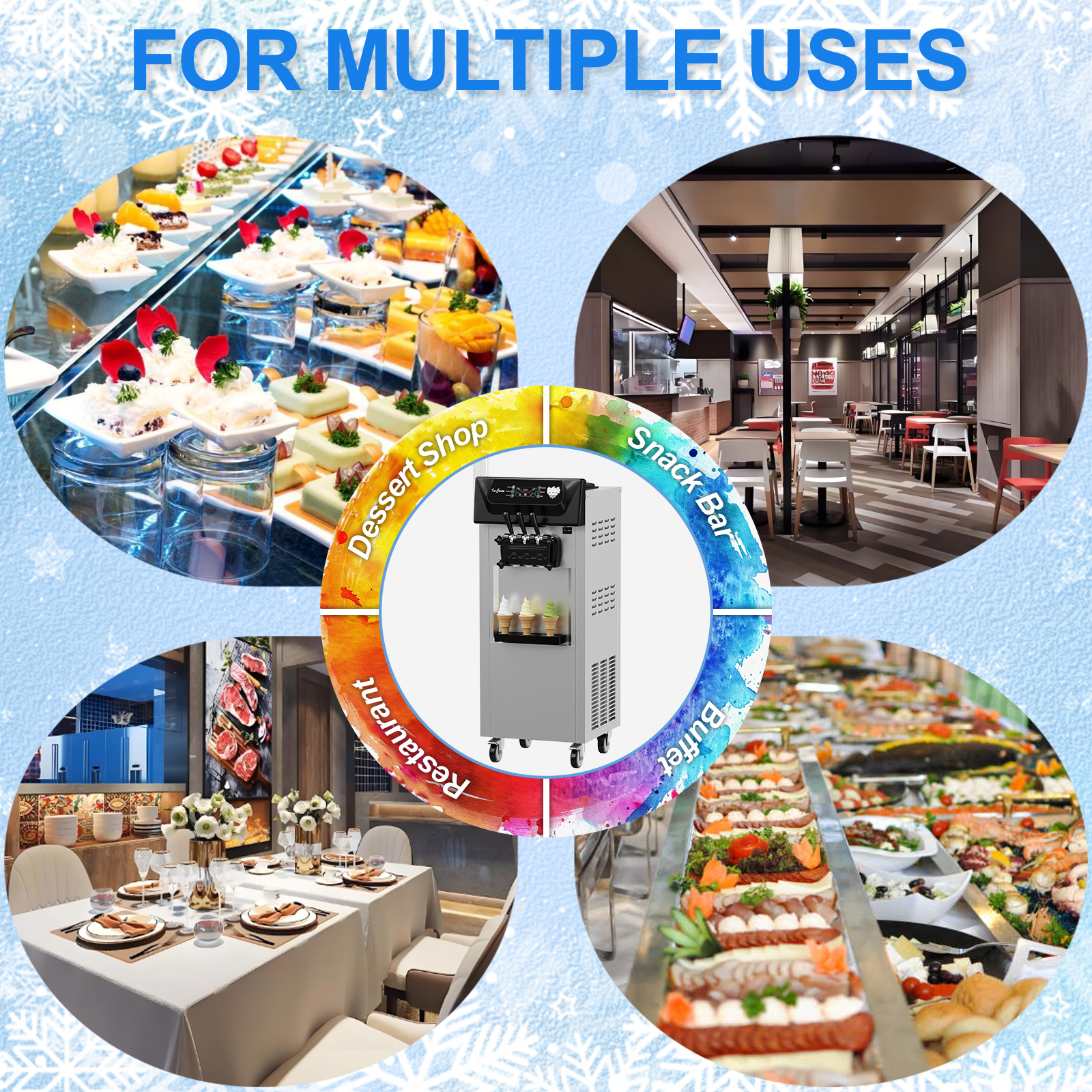 IdealHouse 2+1 Flavor Commercial Ice Cream Machine, Soft Serve Maker 5.8–8 Gal/Hr, LCD Touchscreen, Auto Cleaning, High Output for Home Snack Bar Restaurants