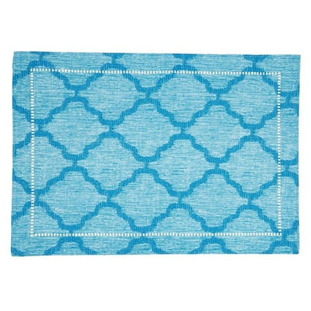 

Saro Lifestyle 6718.TQ1420B 14 x 20 in. Laser-Cut Hemstitch Placemats Turquoise - Set of 4