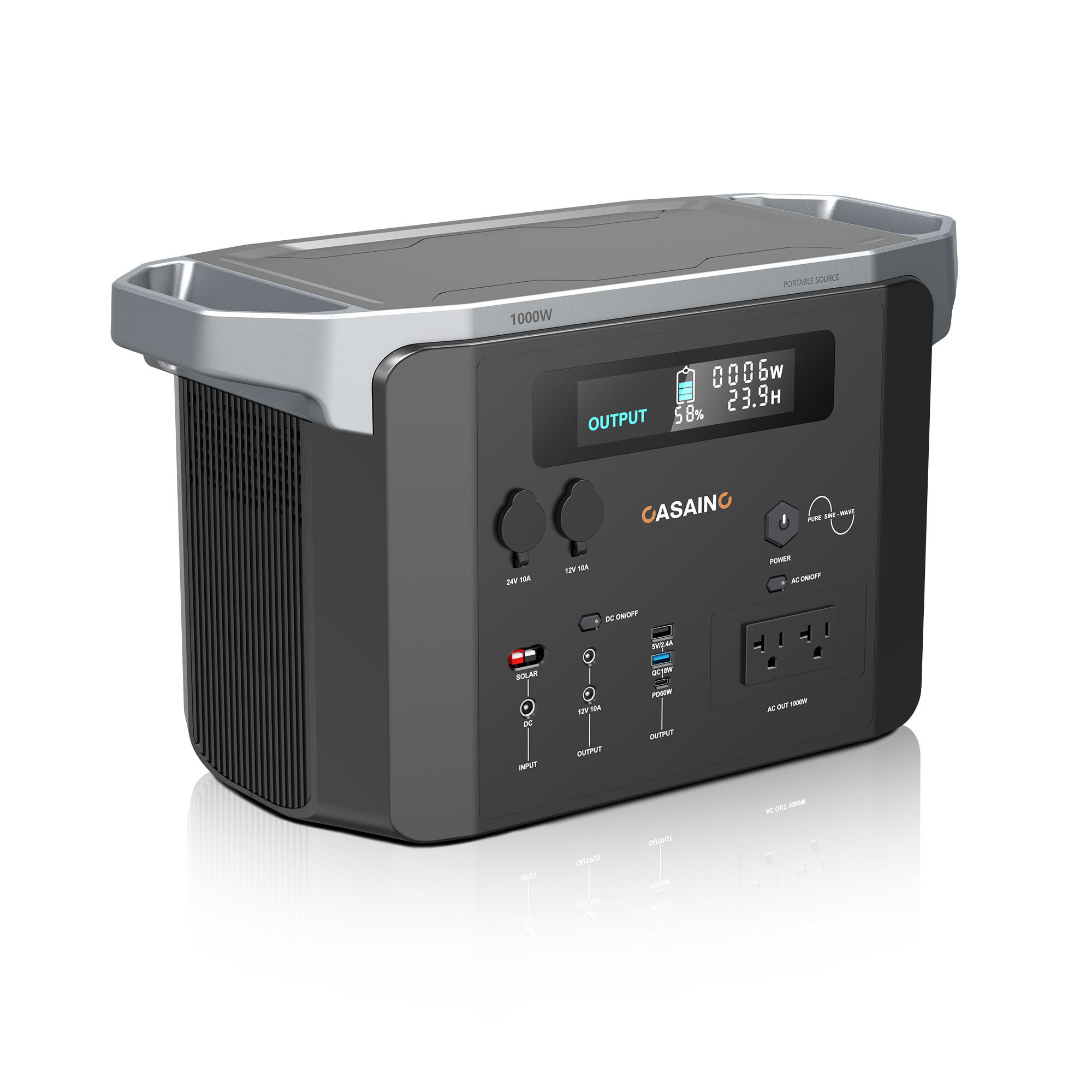 CASAINC 1000W Inverter Portable Power Station Solar Generator for Outdoors Camping Hunting Blackout Emergencies