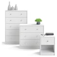 2 Piece Modern Wood Dresser and Nightstand Bedroom Set in White