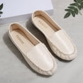 thumbnail image 6 of Dweltoz Women's Leather Penny Loafers Business Casual Comfort Boat Shoes Lightweight Slip on Classic Flat Shoes,Beige 41, 6 of 9
