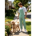 thumbnail image 5 of Overalls for Men Checkered Jumpsuits Stretchy Rompers Work Bibs Coveralls(Green Checkered,2XL), 5 of 14