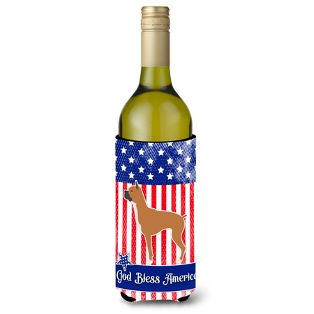 

Carolines Treasures BB3353LITERK USA Patriotic Boxer Wine Bottle Beverge Insulator Hugger Wine Bottle multicolor