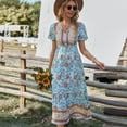 thumbnail image 4 of Summer Dresses for Women Maxi Dress V-Neck Floral Dress Casual Holiday Midi Dress, 4 of 6