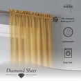 thumbnail image 4 of Diamond Sheer Voile Extra Wide 56" x 84" Rod Pocket Window Curtain Panel Pair, Gold, 4 of 8