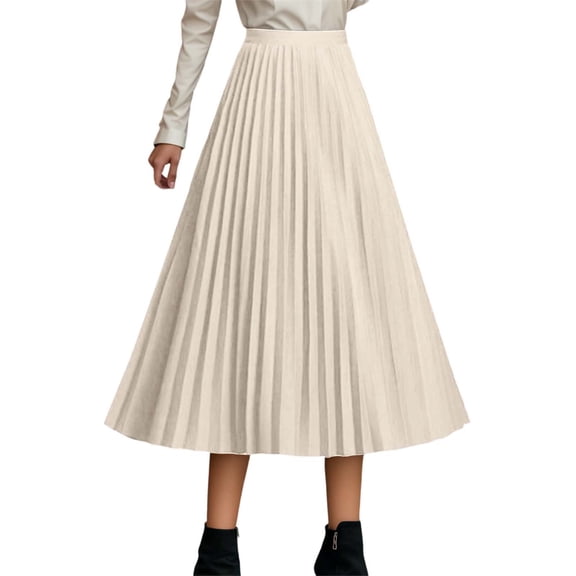 Angala Blend Pleated Midi Skirt For Winter Warm High Waist Flared A Line Elegant Casual Versatile Outfit Beautiful Stylish Women's Skirt