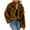 Brown, variant on Winter Jackets for Women Casual Faux Fur Open Front Lapel Crop Coat Trendy Fluffy Warm Shaggy Furry Long Sleeve Jackets