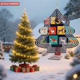 thumbnail image 4 of Stylish Metal Hanging Christmas Tree Wind Spinner - Concentric White Lines with Colorful Reindeer Illustrations for Garden Decor, 4 of 7