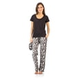 thumbnail image 1 of Ashford & Brooks Women's Short Sleeve Cotton Top Fleece Pants Pajama Set, 1 of 5