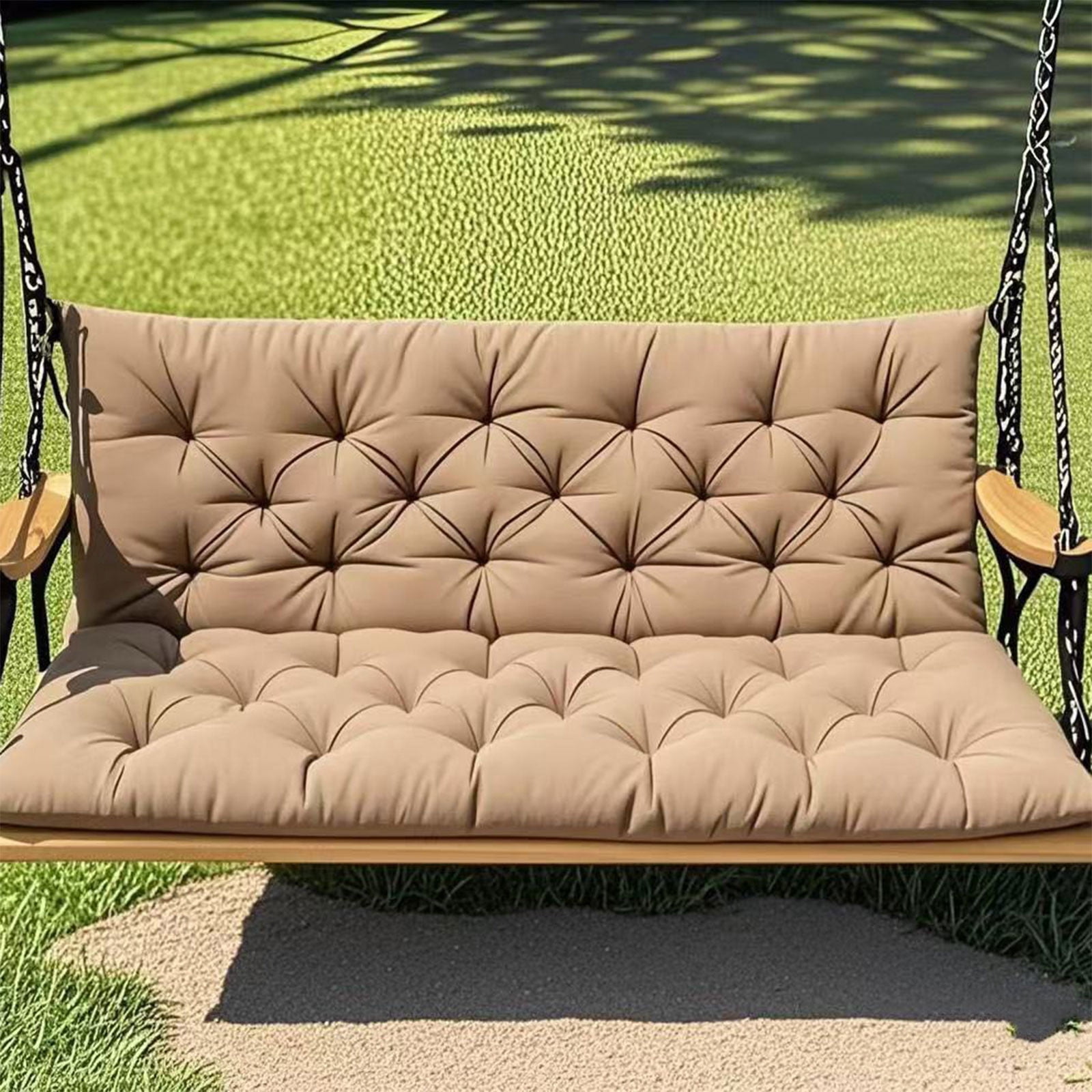 YOTQUSKI Outdoor Swing Cushions,Waterproof Swing Cushions 3 Seater Replacement with Backrest,Outdoor Thickened Bench Cushion with Ties for Porch,Patio,Backyard,Garden and Lawn