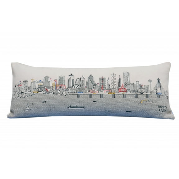 35" White Dallas Daylight Skyline Lumbar Decorative Pillow