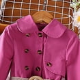 thumbnail image 4 of Glisme Girls Jacket Children Coat Autumn Solid Color Double Long Sleeve Trench Dress With Belt Long Trench Dress Softness Outerwear Everyday Wear Size 6-7 Years Pink, 4 of 6