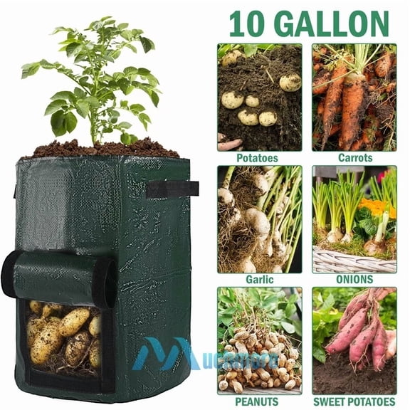 PURELY- 10 Gallon Potato Grow Bag Garden Waterproof Vegetable Plant Nursery Soil Pots