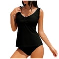 thumbnail image 2 of Gymvis Women's Two Piece Solid Color Removable Padded Wire-Free Loose Drawstring Tankini Swimsuits for Beachwear, 2 of 8
