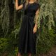 thumbnail image 4 of Faldas largas Vestido de cóctel para mujer con cordones en la cintura elegante vestido midi para mujer (negro XL) Ygjytge Negro T XL para Mujer, 4 of 6