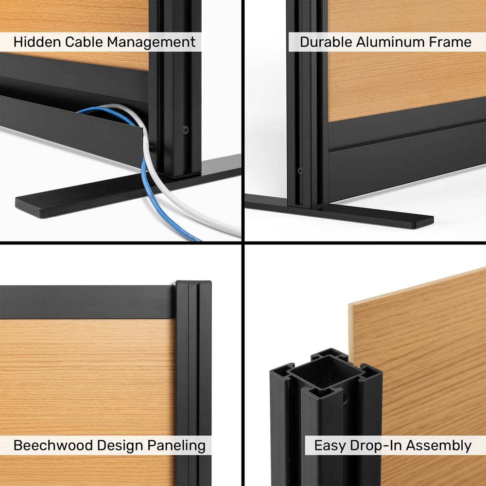 Luxor Beechwood Modular Wall Room Divider System - 70" W x 48" H, Freestanding