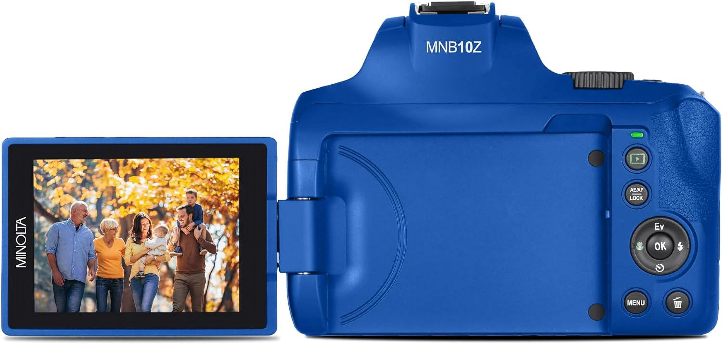 Minolta MNB10Z 64 Megapixel Auto Focus Digital Camera with 10x Optical Zoom, 4K Ultra HD Video Bundle Blue
