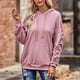 thumbnail image 2 of Sudadera con capucha plisada de manga larga con cuello redondo y bolsillo con cordón para mujer Rosa M, 2 of 6